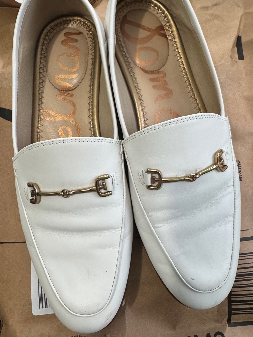 Sam Edelman White Leather Bit Loafers